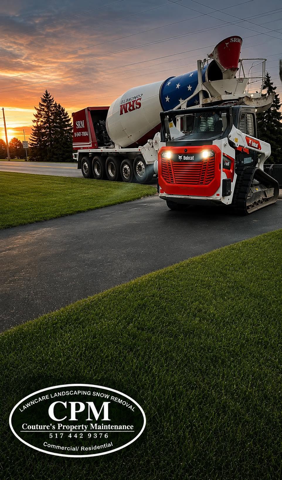 Bobcat skid steer at sunset